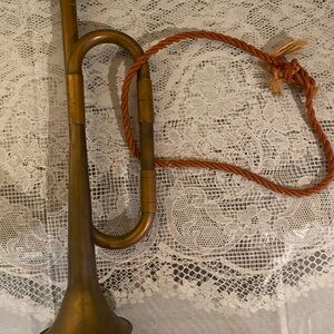 Vintage Regulation Bugle in Solid Brass with Lanyard 11”-Tall 3”-wide
